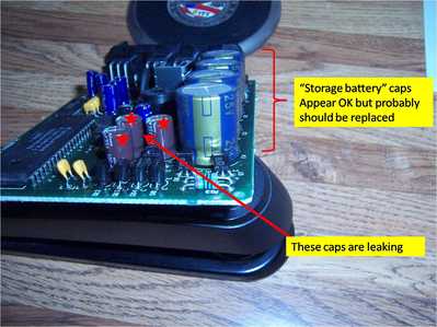 1994 Mazda Miata airbag module that has bad capacitors on the board