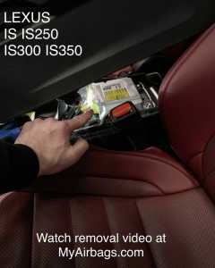 LOCATION LEXUS IS IS200t IS250 IS300 IS350 2014 2015 2016 2017 2018 2019 AIRBAG MODULE RESET REMOVE REMOVAL SRS UNIT LIGHT AFTER ACCIDENT CRASH SENSOR