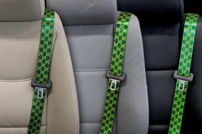 GG Green & Yellow   Custom Color Seat Belt Webbing Replacement   Color Code 70440